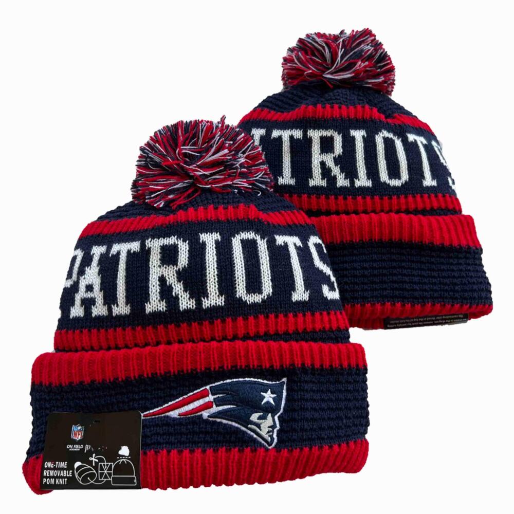 NWT New England Patriots Sports Waffle‎ Knit Pom Beanie Fleece Lining Unisex